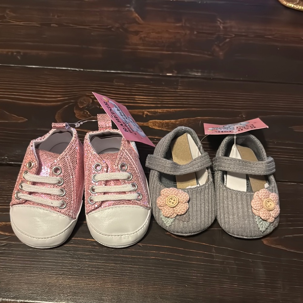 Pink and Gray Baby Walker Shoes with Sporty and Cozy Designs